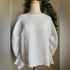 Express White Textured Puff Sleeve Top sz S